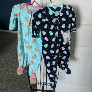 2 fleece pajamas 9M